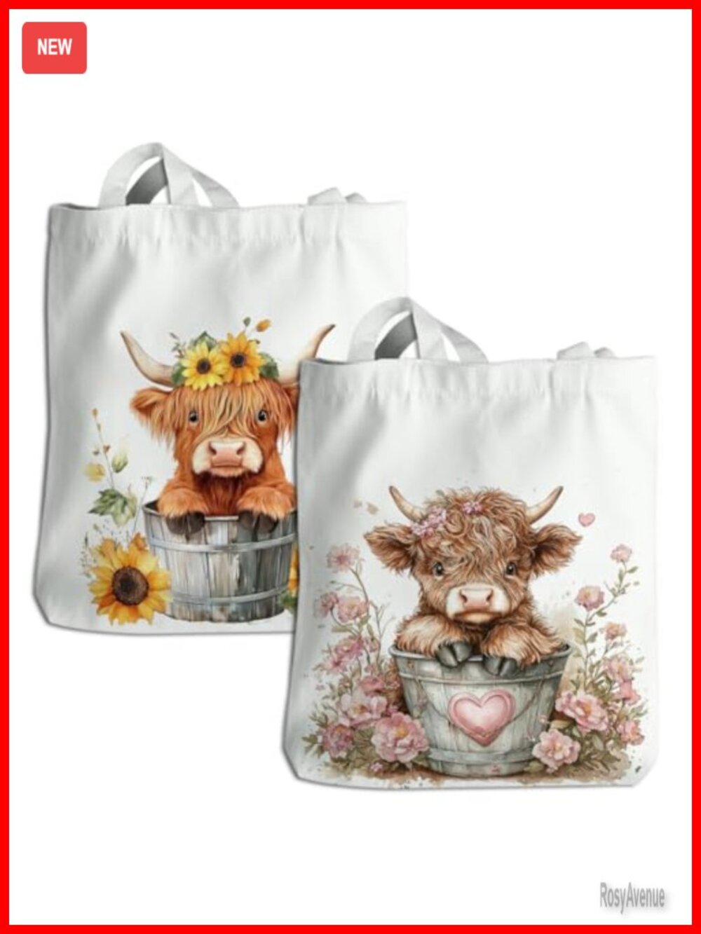 Canvas Tote Bag Set With Zipper Pocket Cute Reusable Grocery Beach Bag
